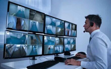 male monitoring 6 screen security monitor
